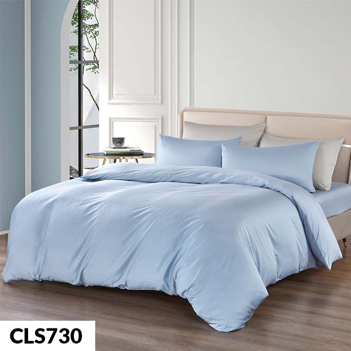 Epitex 100% Pure Cotton 1200TC Solid Color | fitted sheet set | bedsheet (CLS730 Blush Blue)