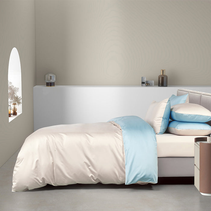 Epitex 1200TC Bamboo Dobby Reversible Colour Bedsheet Set | Fitted Sheet Set (Sand)