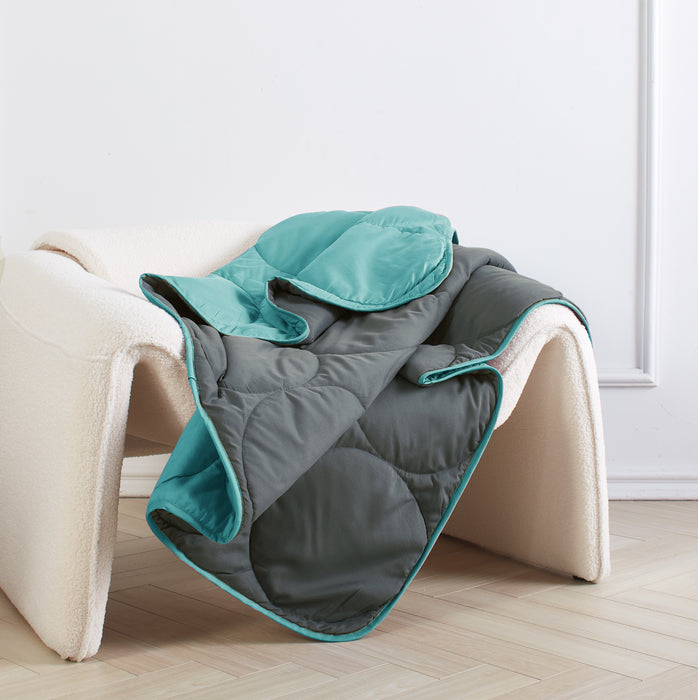 Epinova Air Down Blanket Reversible Solid Charcoal / Turquoise