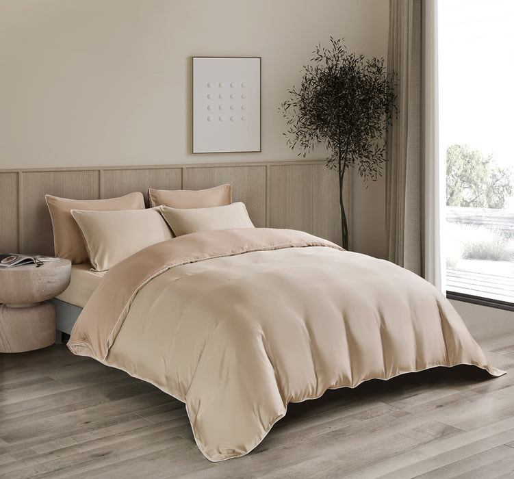 EPITEX HOMME TENCEL SOLID 1600TC FITTED SHEET SET - w/o Quilt Cover (CHAMPAGNE / SOFT BURLAP)