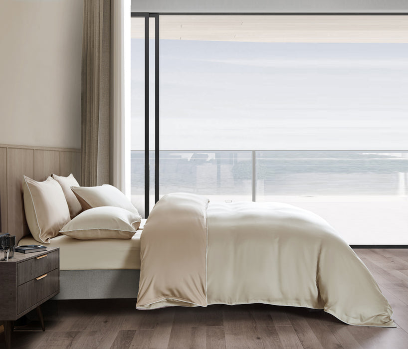 EPITEX HOMME TENCEL SOLID 1600TC FITTED SHEET SET - w/o Quilt Cover (CHAMPAGNE / SOFT BURLAP)