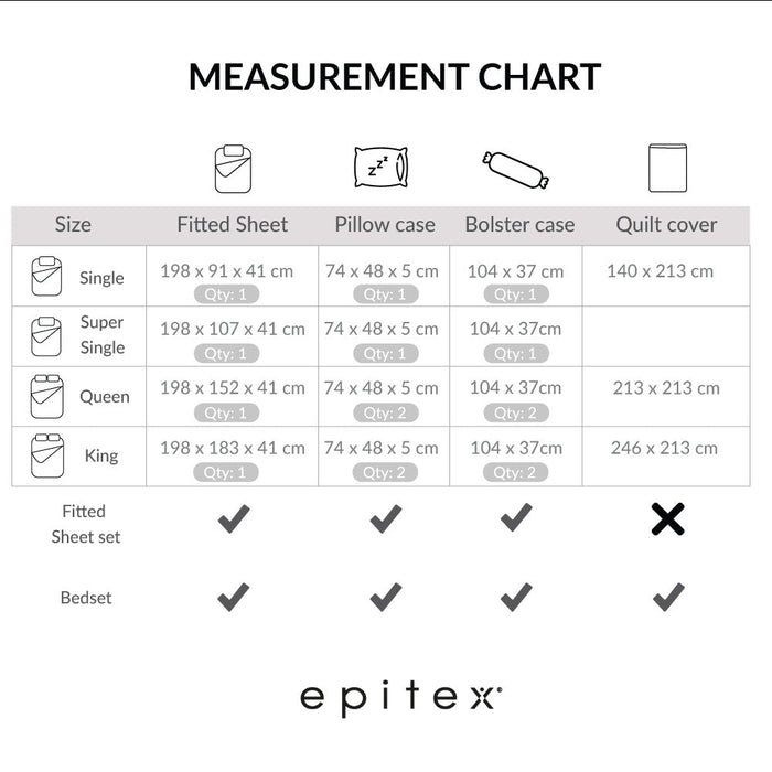 Epitex 100% Tencel Dobby 1600TC  Dawn Blue Fitted Sheet Set | Bedset (Blush)