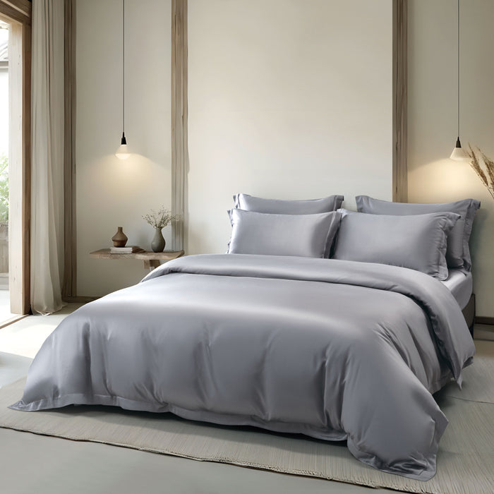 Epitex 100% Lyocell 1200TC Lyoluxe Solid Bedsheet | Fitted Sheet Set | Bedset (Grey)