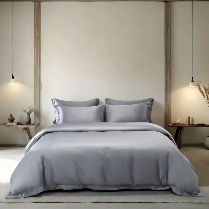 Epitex 100% Lyocell 1200TC Lyoluxe Solid Bedsheet | Fitted Sheet Set | Bedset (Grey)