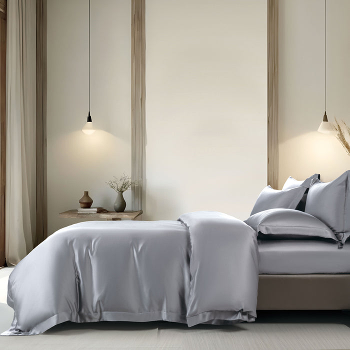 Epitex 100% Lyocell 1200TC Lyoluxe Solid Bedsheet | Fitted Sheet Set | Bedset (Grey)