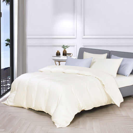 100% Tencel Solid 1600TC Ivory Fitted Sheet Set | Bedset - Epitex