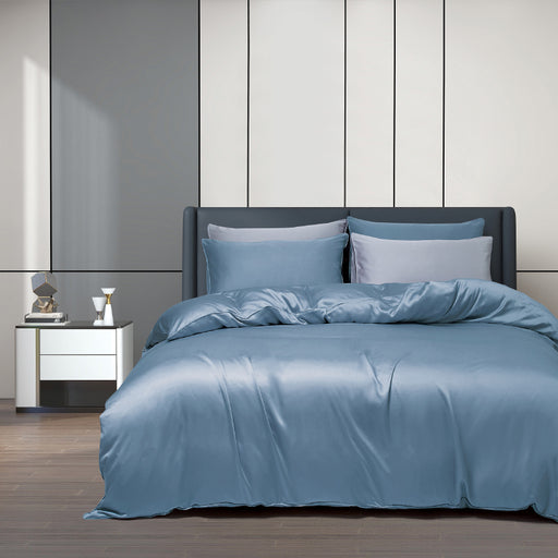 100% Tencel Solid 1600TC Stone Blue Fitted Sheet Set | Bedset - Epitex