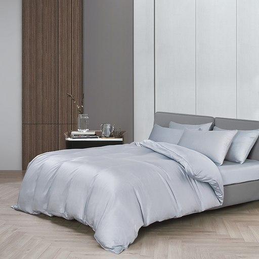 100% Tencel Solid 1600TC Silver Fitted Sheet Set | Bedset - Epitex