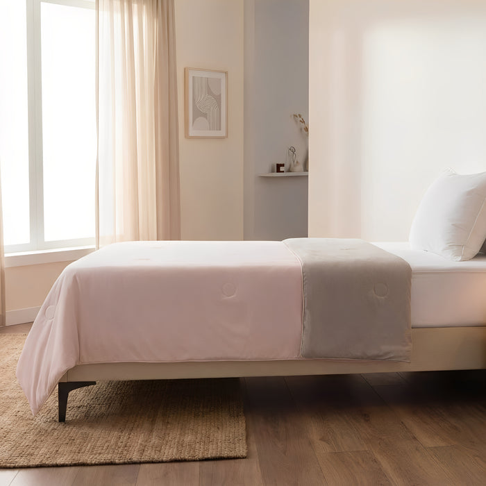 EPINOVA AEROCOOL REVERSIBLE BLANKET - SINGLE 140X190CM (BABYPINK/GREY)