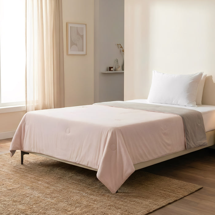 EPINOVA AEROCOOL REVERSIBLE BLANKET - SINGLE 140X190CM (BABYPINK/GREY)