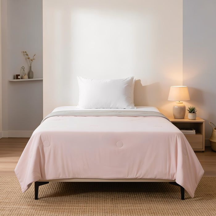 EPINOVA AEROCOOL REVERSIBLE BLANKET - SINGLE 140X190CM (BABYPINK/GREY)