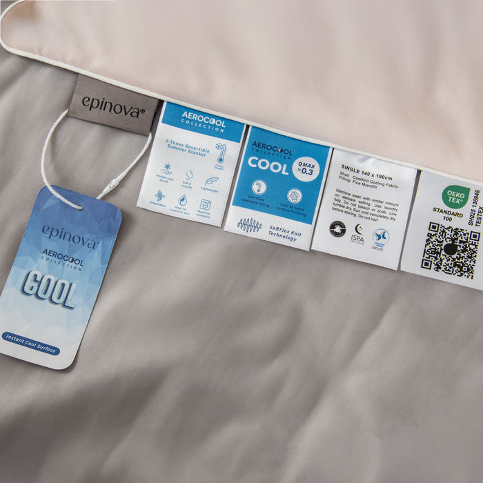 EPINOVA AEROCOOL REVERSIBLE BLANKET - SINGLE 140X190CM (BABYPINK/GREY)