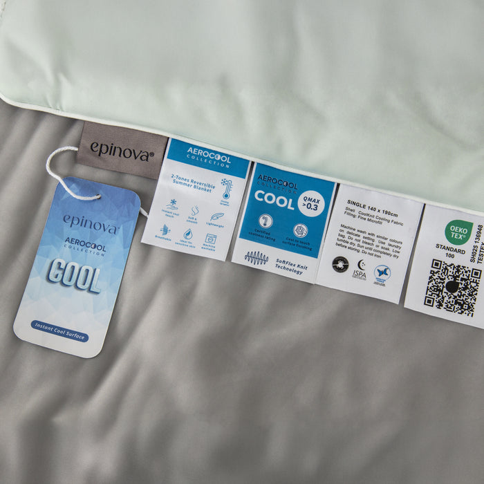 EPINOVA AEROCOOL REVERSIBLE BLANKET - SINGLE 140X190CM (MAGICMINT/GREY)