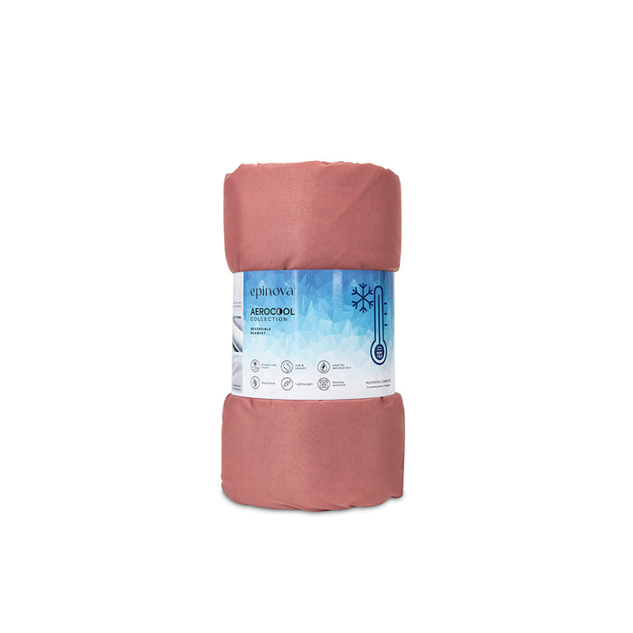 EPINOVA AEROCOOL REVERSIBLE BLANKET - SINGLE 140X190CM (Rose Wood/Cool Grey)