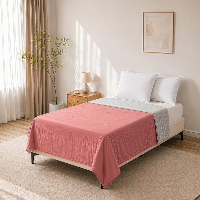EPINOVA AEROCOOL REVERSIBLE BLANKET - SINGLE 140X190CM (Rose Wood/Cool Grey)