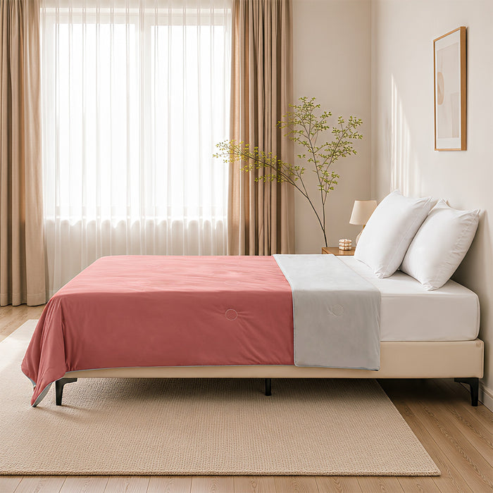 EPINOVA AEROCOOL REVERSIBLE BLANKET - SINGLE 140X190CM (Rose Wood/Cool Grey)