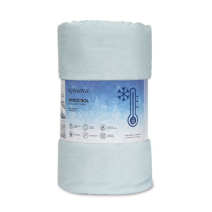 EPINOVA AEROCOOL REVERSIBLE BLANKET - SINGLE 140X190CM (SKYBLUE/GREY)