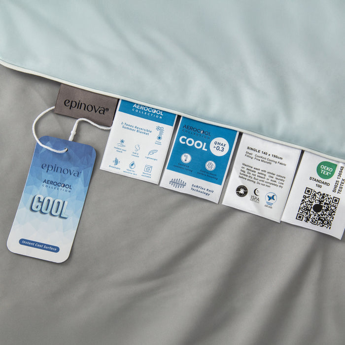 EPINOVA AEROCOOL REVERSIBLE BLANKET - SINGLE 140X190CM (SKYBLUE/GREY)