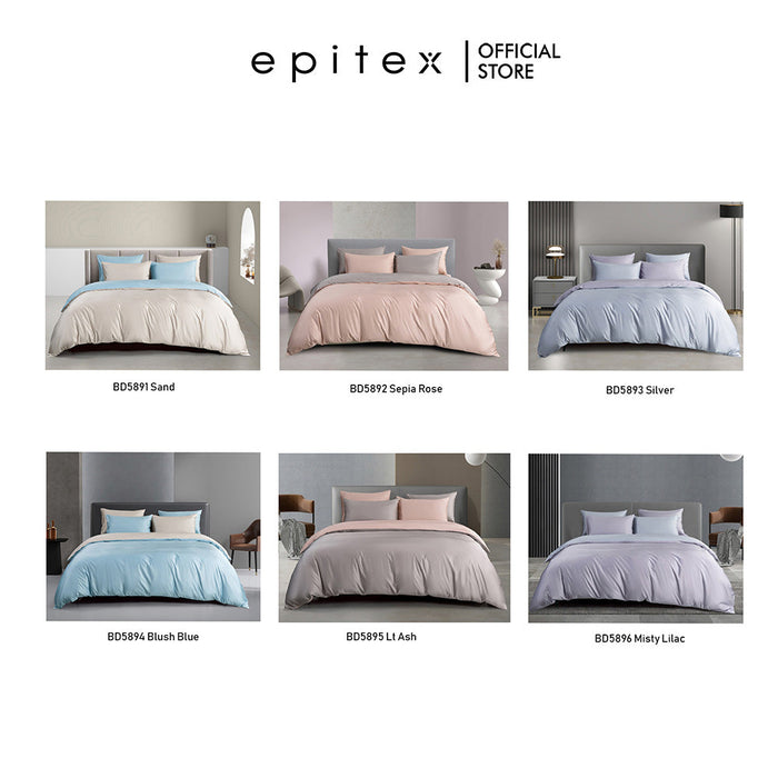 Epitex 1200TC Bamboo Dobby Reversible Colour Bedsheet Set | Fitted Sheet Set (Misty Lilac)