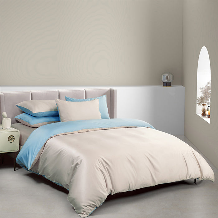 Epitex 1200TC Bamboo Dobby Reversible Colour Bedsheet Set | Fitted Sheet Set (Sand)