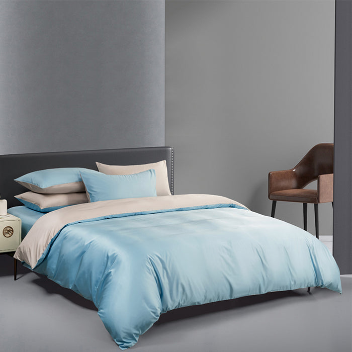 Epitex 1200TC Bamboo Dobby Reversible Colour Bedsheet Set | Fitted Sheet Set (Blush Blue)