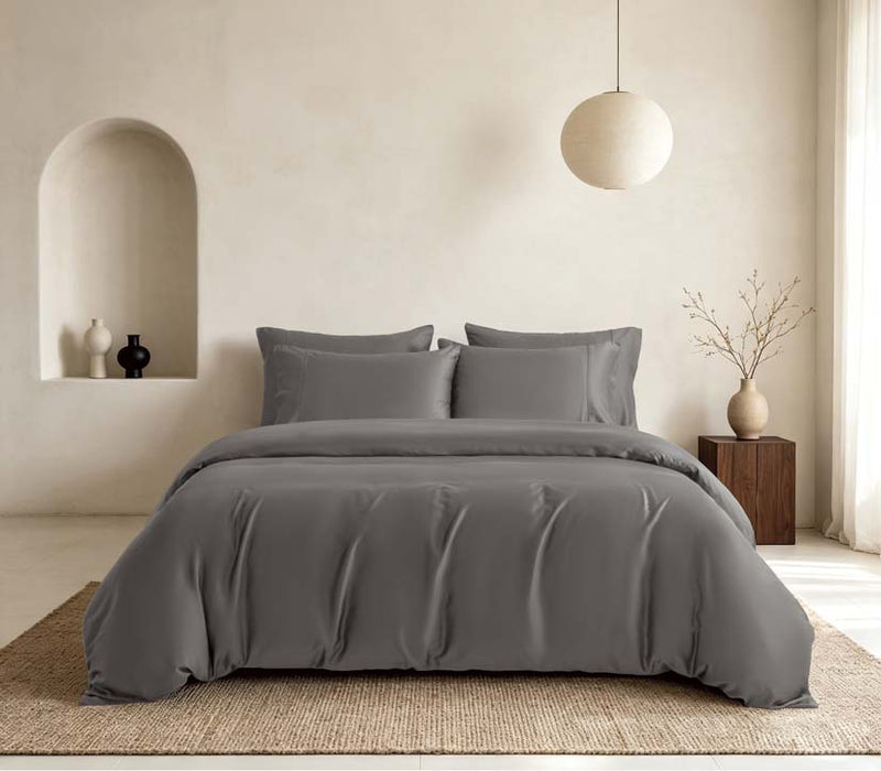 Epitex 100% Nature Bamboo Chroma Collection 1200TC Fitted Sheet Set | Bedset (Charcoal)
