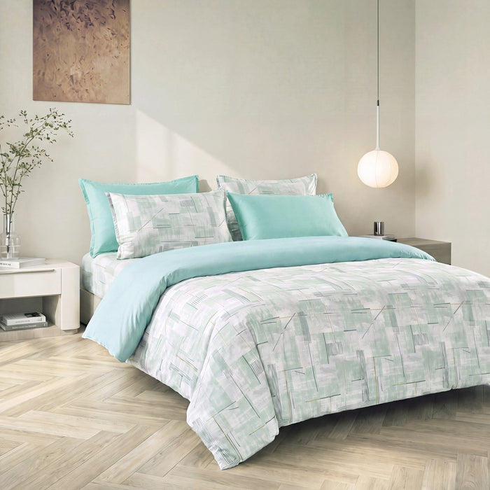 EPITEX COTTON LUMIA 1200TC Bedsheet Set | Fitted Sheet | Bedding Set (Mutued Grid)