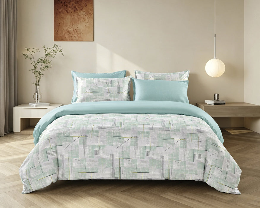 EPITEX COTTON LUMIA 1200TC Bedsheet Set | Fitted Sheet | Bedding Set (Mutued Grid)