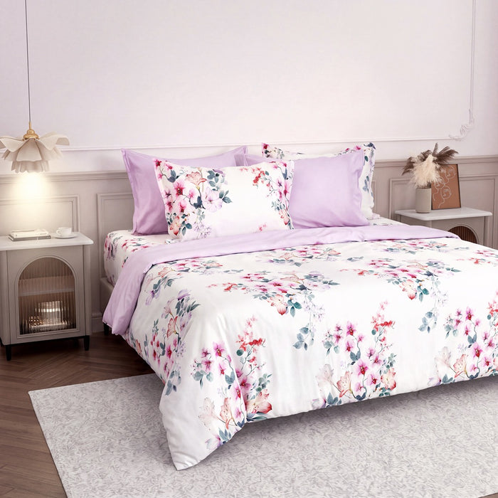 EPITEX COTTON LUMIA 1200TC Bedsheet Set | Fitted Sheet | Bedding Set (Orchid Haven)