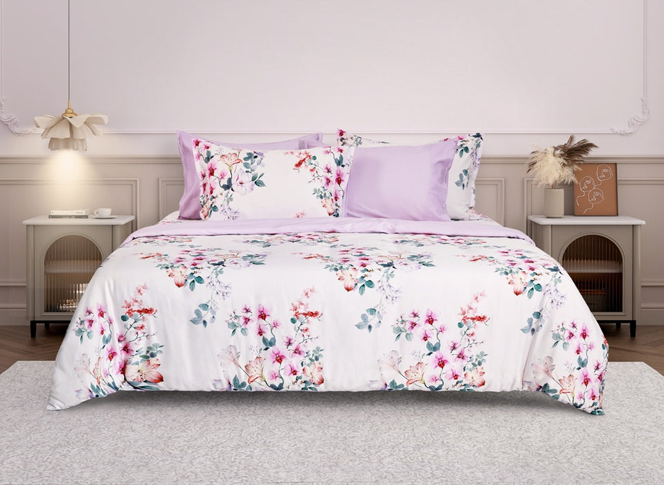 EPITEX COTTON LUMIA 1200TC Bedsheet Set | Fitted Sheet | Bedding Set (Orchid Haven)