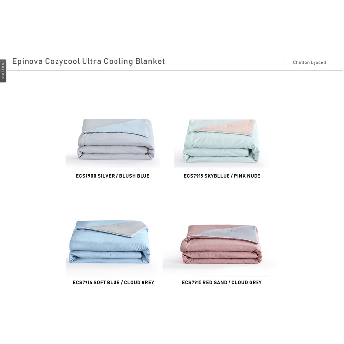 Epinova Cozycool Solid Soft Blue/Cloud Grey Reversible Blanket | Ultra Cooling | Single | Queen