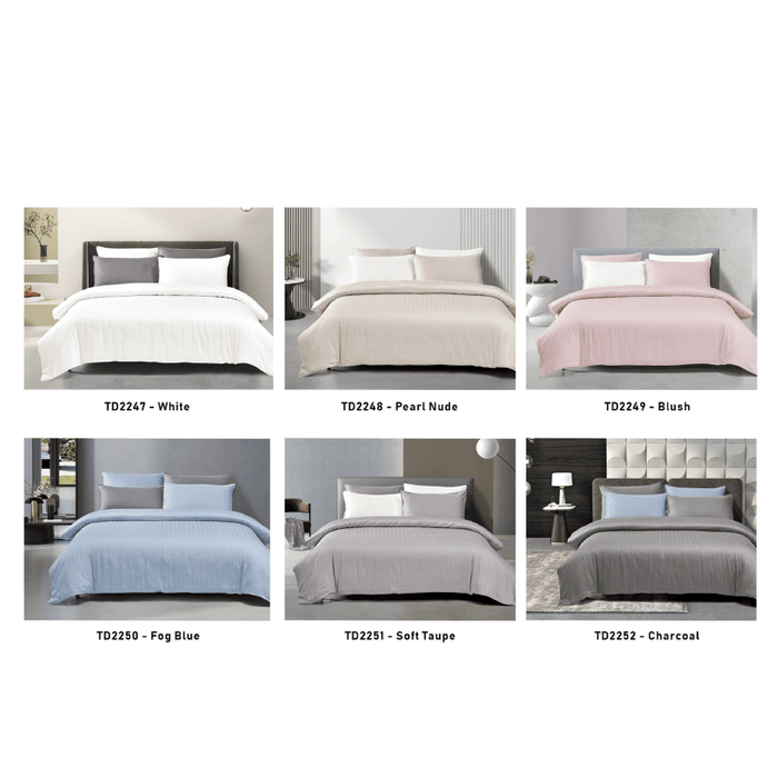 Epitex 100% Tencel Dobby 1600TC  Dawn Blue Fitted Sheet Set | Bedset (Pearl Nude)
