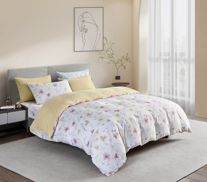 (New Arrival) Epinova Cozycool Print 1200TC Bedsheet Set (Multiflora) | Fitted Sheet Set | Ultra Cooling