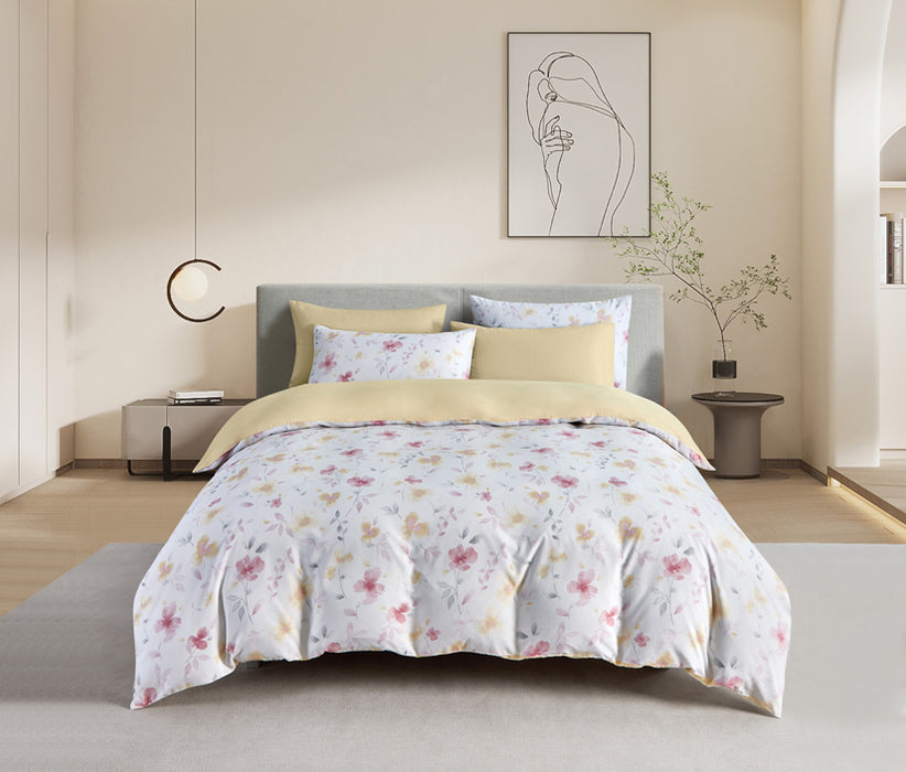 (New Arrival) Epinova Cozycool Print 1200TC Bedsheet Set (Multiflora) | Fitted Sheet Set | Ultra Cooling