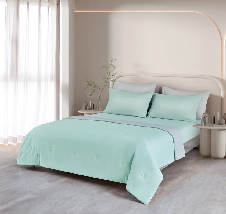 (New Arrival) Epinova Cozycool Solid 1200TC Bedsheet Set (Mint) | Fitted Sheet Set | Ultra Cooling