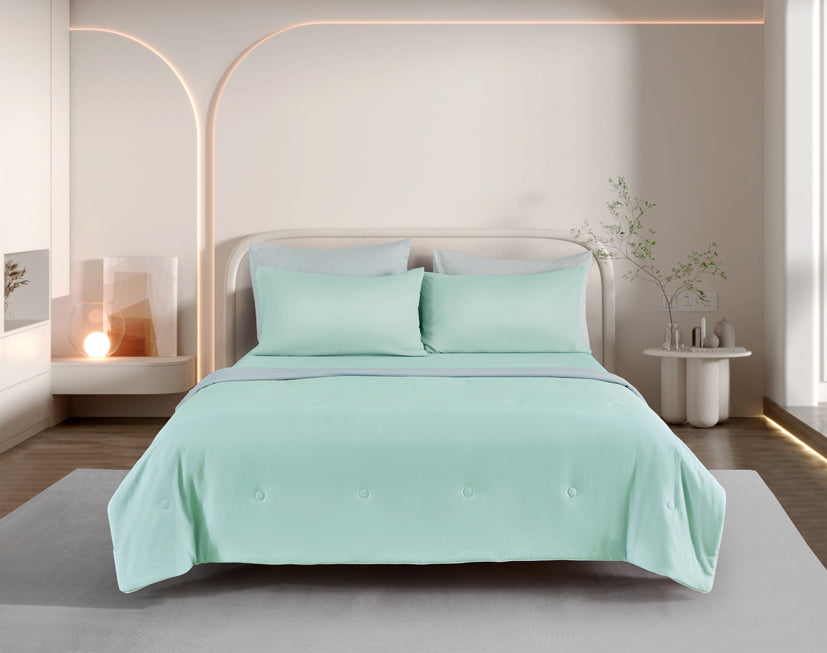 (New Arrival) Epinova Cozycool Solid 1200TC Bedsheet Set (Mint) | Fitted Sheet Set | Ultra Cooling