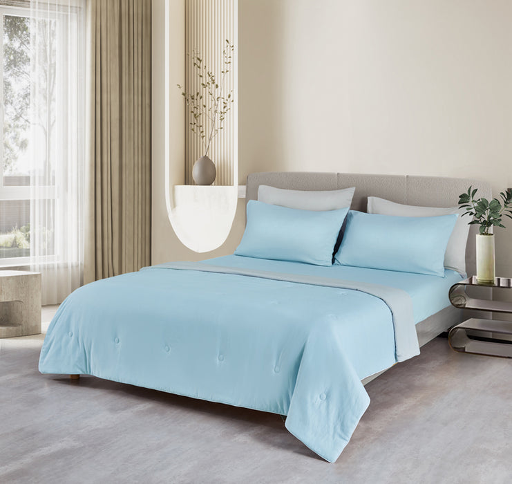 (New Arrival) Epinova Cozycool Solid 1200TC Bedsheet Set (Soft Blue) | Fitted Sheet Set | Ultra Cooling