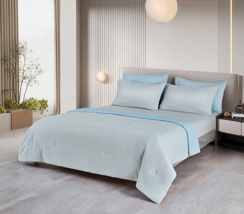 (New Arrival) Epinova Cozycool Solid 1200TC Bedsheet Set (Cloud Grey) | Fitted Sheet Set | Ultra Cooling