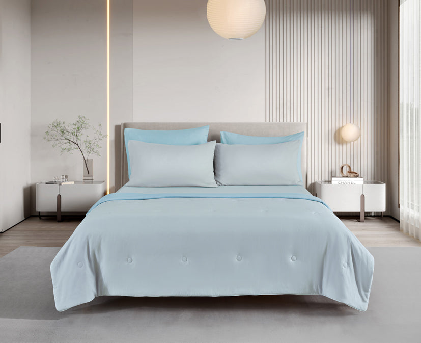 (New Arrival) Epinova Cozycool Solid 1200TC Bedsheet Set (Cloud Grey) | Fitted Sheet Set | Ultra Cooling