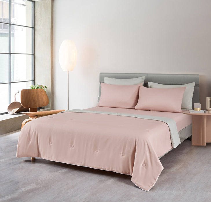 (New Arrival) Epinova Cozycool Solid 1200TC Bedsheet Set (Red Sand) | Fitted Sheet Set | Ultra Cooling