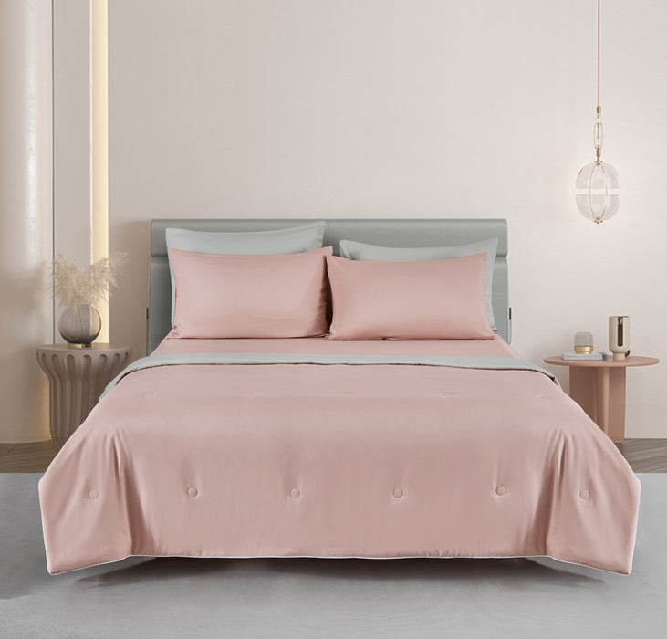 (New Arrival) Epinova Cozycool Solid 1200TC Bedsheet Set (Red Sand) | Fitted Sheet Set | Ultra Cooling