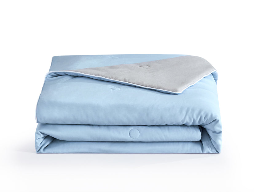 Epinova Cozycool Solid Soft Blue/Cloud Grey Reversible Blanket | Ultra Cooling | Single | Queen