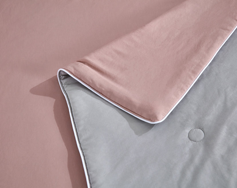 Epinova Cozycool Solid Red Sand/Cloud Grey Reversible Blanket | Ultra Cooling | Single | Queen