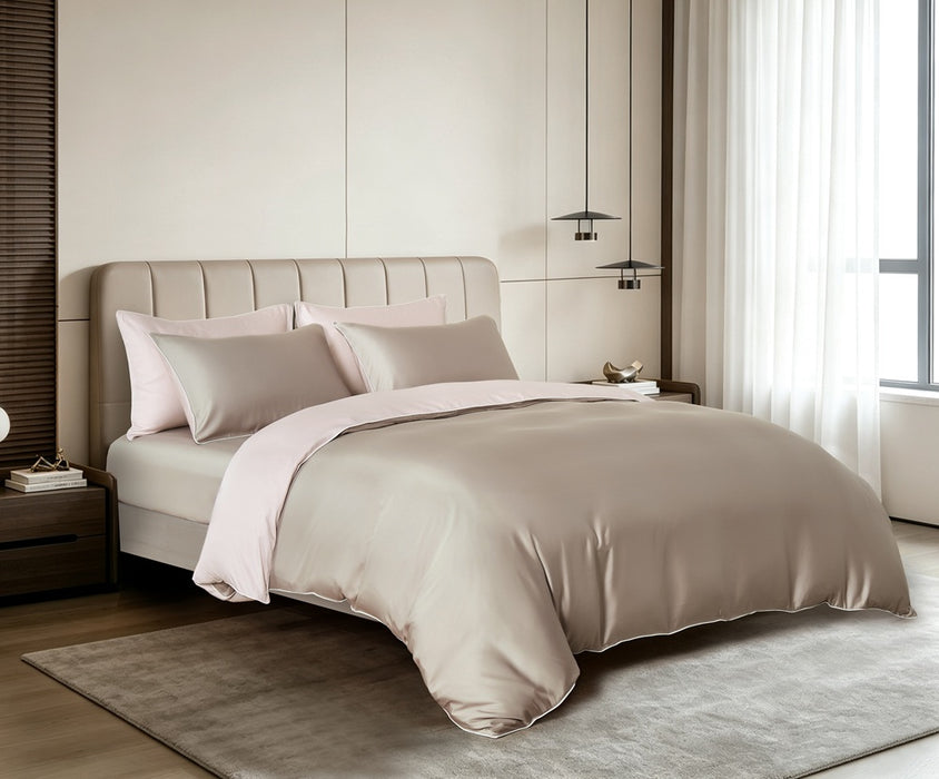EPITEX HOMME TENCEL MAISON FERN 1600TC Bedsheet Set | Fitted Sheet | Bedding Set (PINE CONE / FRENCH PINK)