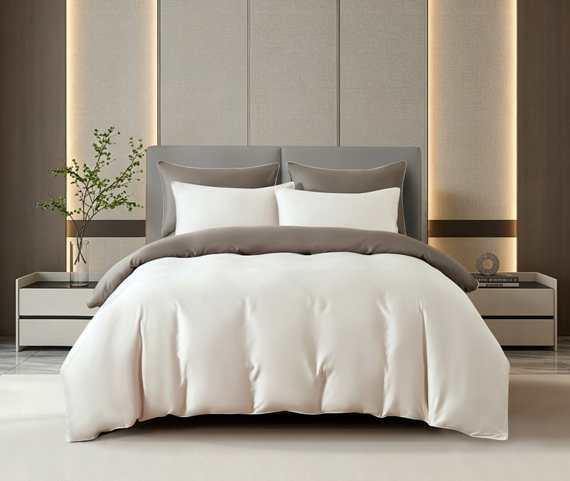 EPITEX HOMME TENCEL MAISON FERN 1600TC Bedsheet Set | Fitted Sheet | Bedding Set (IVORY / CEDAR)