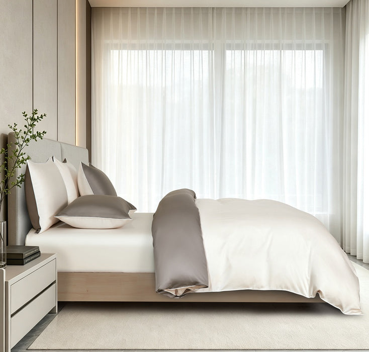 EPITEX HOMME TENCEL MAISON FERN 1600TC Bedsheet Set | Fitted Sheet | Bedding Set (IVORY / CEDAR)