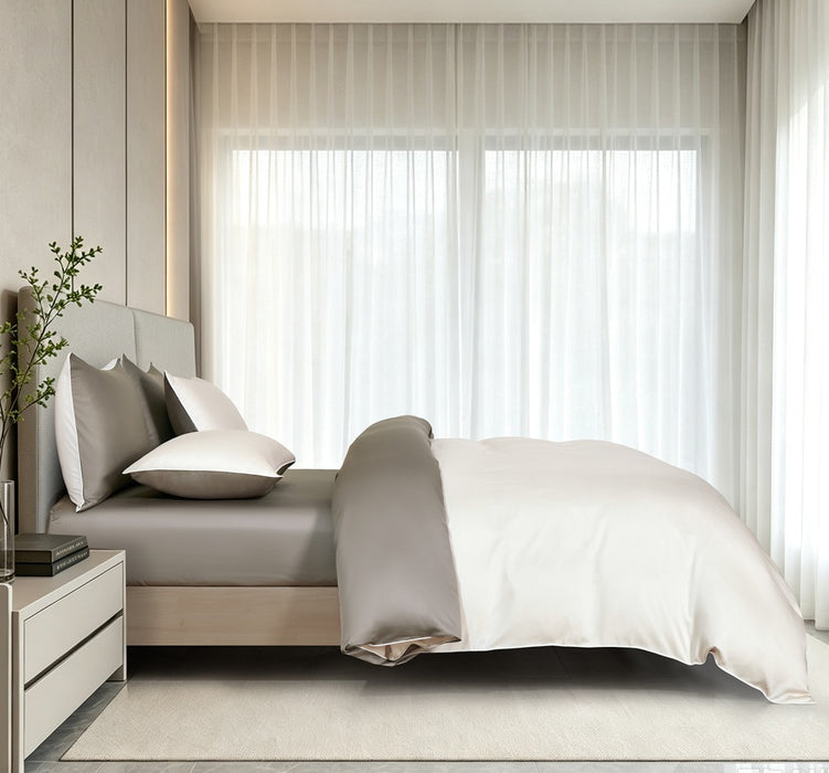 EPITEX HOMME TENCEL MAISON FERN 1600TC Bedsheet Set | Fitted Sheet | Bedding Set (IVORY / CEDAR)