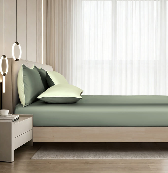 EPITEX HOMME TENCEL MAISON FERN 1600TC Bedsheet Set | Fitted Sheet | Bedding Set (FERN / MOSS)