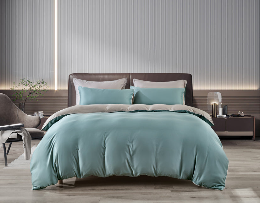 EPITEX HOMME TENCEL SOLID 1600TC FITTED SHEET SET - w/o Quilt Cover (DARK AQUA/ SILVER)