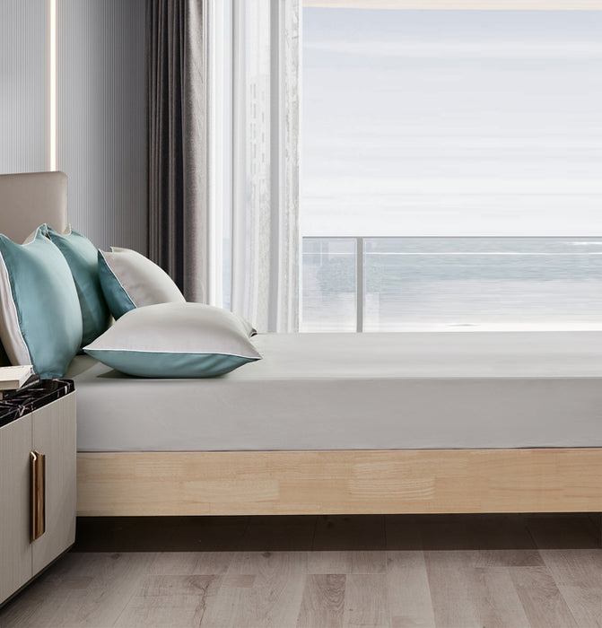 EPITEX HOMME TENCEL SOLID 1600TC FITTED SHEET SET - w/o Quilt Cover (DARK AQUA/ SILVER)